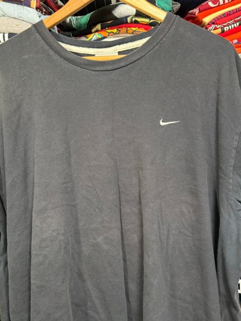 Y2K vintage Nike swoosh t shirt black faded